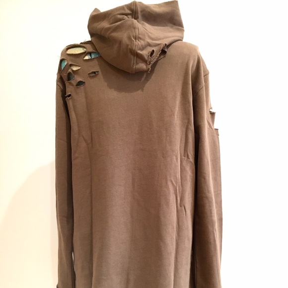 🔴 French Terry Distressed Pullover Hoodie NWT - Picture 3 of 6
